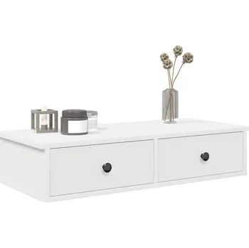 police vidaXL Nástěnná police se zásuvkami bílá 80x34x17 cm kompozitní dřevo