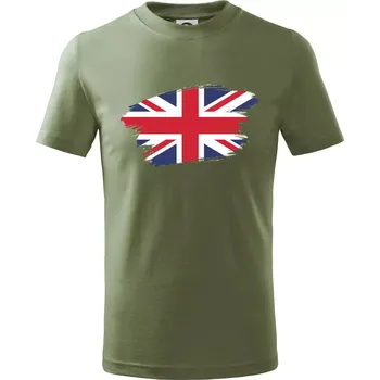 Chlapecké oblečení Britská vlajka roztrhaná - Tričko dětské bavlněné - 104-110cm / 3-4 roky ( Khaki )