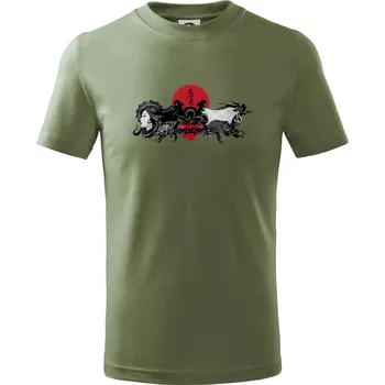Japan devil - Tričko dětské bavlněné - 146 cm/10 let ( Khaki )