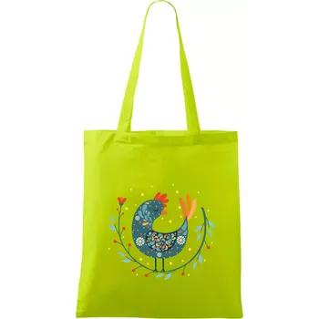 Folklor - slepice s kopretinou - Taška bavlněná - 42 x 38 cm ( Limetková )
