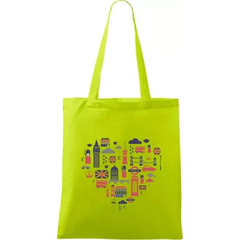 Anglie symboly srdce - Taška bavlněná - 42 x 38 cm ( Limetková )