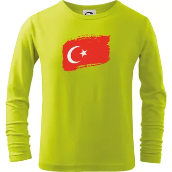 Dětská móda Turecko vlajka - Triko dětské Long Sleeve - 122 cm/6 let ( Limetková )