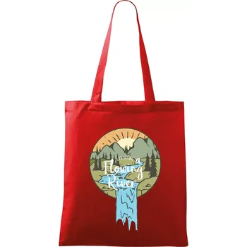 Nákupní taška Life is like a Flowing river - Taška bavlněná - 42 x 38 cm ( Červená )