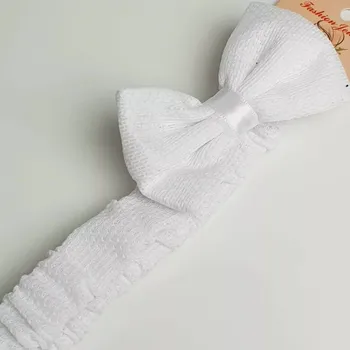 Látková čelenka zdobená mašlí - bílá