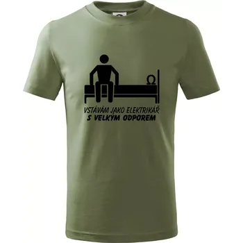 Vstávám jako elektrikář s velkým odporem - Tričko dětské bavlněné - 146 cm/10 let ( Khaki )