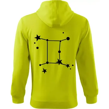 Pánská mikina Souhvězdí - Gemini - Blíženci - Mikina s kapucí na zip trendy zipper - XL ( Limetková )