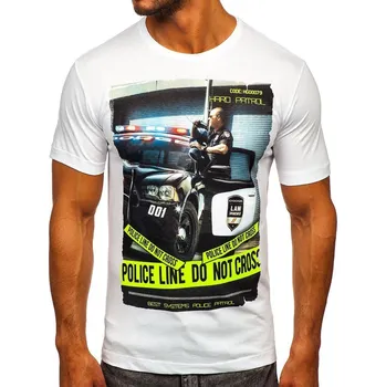 Pánské tričko Bolf Pánské triko Police white velikost: M