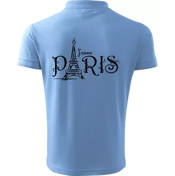Pánská košile Paris nápis Eiffelovka rovný - Polokošile pánská Pique Polo 203 - M ( Pyžamově světlá modrá )