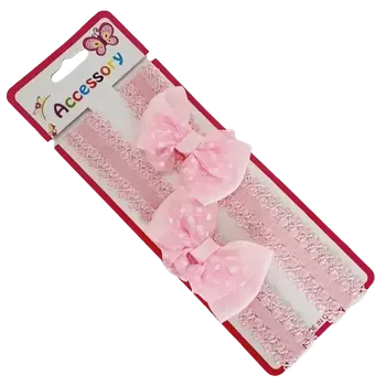 Látková čelenka pro miminka - mašle s puntíkem světle růžová