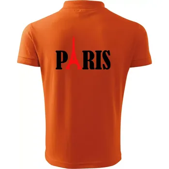 Pánská košile Paris nápis Eiffelova věž - Polokošile pánská Pique Polo 203 - 4XL ( Oranžová )