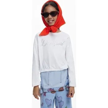 Chlapecké tričko Dětské bavlněné tričko s dlouhým rukávem Desigual bílá barva, 25WGTK26 00X, vel. 140