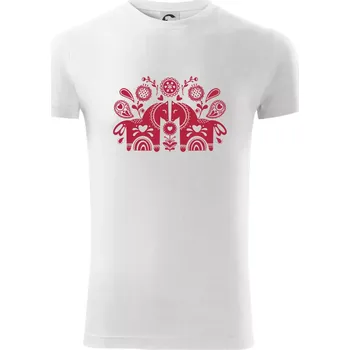 Pánské oblečení Folklor - dva koně - Viper FIT - Pánské zůžené tričko - XL ( Bílá )