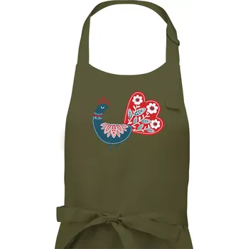 Kuchyňská zástěra Folklor - páv modrý - Pánská zástěra na vaření - Univerzální velikost ( Khaki )