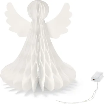 Vánoční dekorace Tchibo Papírový anděl s LED 35 cm bílá