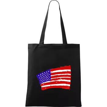 Nákupní taška Americká vlajka ohnutá - Taška bavlněná - 42 x 38 cm ( Černá )