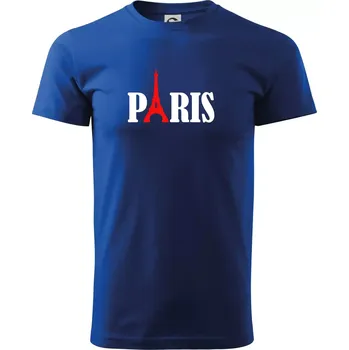 Paris nápis Eiffelova věž - Triko extra velké (5-8XL) - 7XL ( Královská modrá )