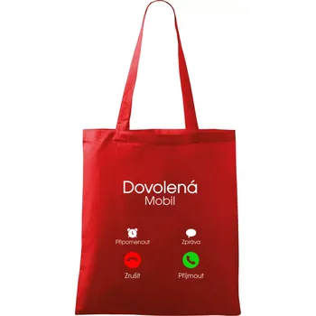 Nákupní taška Dovolená volá - Taška bavlněná - 42 x 38 cm ( Červená )