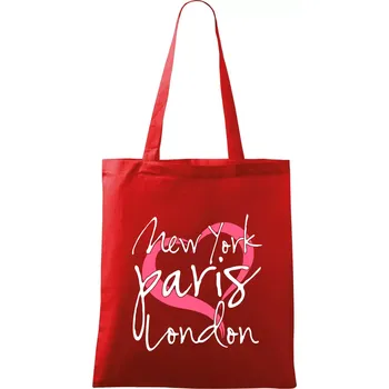 I love NYC Paris London - Taška bavlněná - 42 x 38 cm ( Červená )