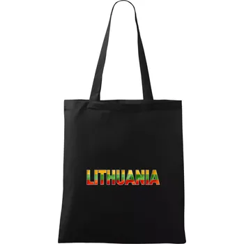Lithuania - nápis vlajka - Taška bavlněná - 42 x 38 cm ( Černá )