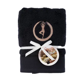 Sleep-well Osuška černá Jóga Strom - z mikrobavlny Sleep-well ® - 70x140cm