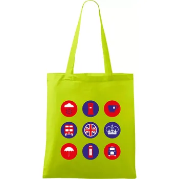 Anglie symboly v kruzích - Taška bavlněná - 42 x 38 cm ( Limetková )