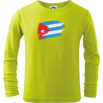 Dětská móda Kuba vlajka - Triko dětské Long Sleeve - 134 cm/8 let ( Limetková )