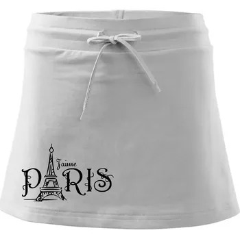 Dámská sukně Paris nápis Eiffelovka rovný - Sportovní sukně - two in one - XL ( Bílá )