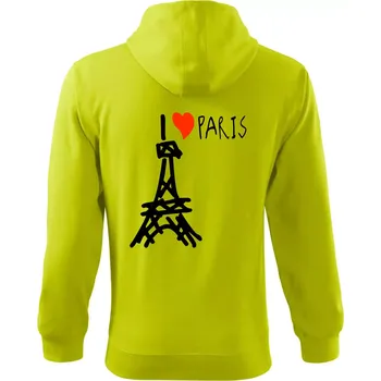 Pánská móda I love Paris - Mikina s kapucí na zip trendy zipper - XL ( Limetková )