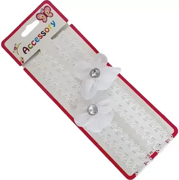 Látková čelenka pro miminka - kytka s kamínkem bílá