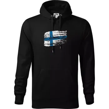 Pánské oblečení Finsko vlajka - Mikina pánská Cape s kapucí - 2XL ( Černá )
