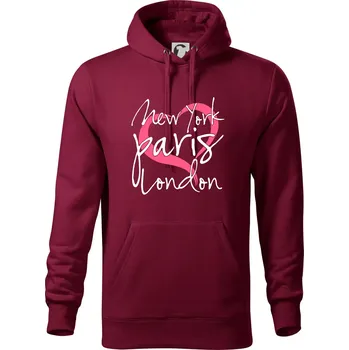 Pánská mikina I love NYC Paris London - Mikina pánská Cape s kapucí - 3XL ( Garnet )