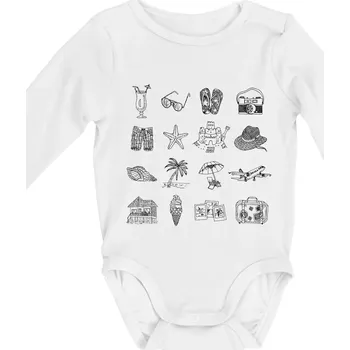 Dovolená u moře - Body kojenecké s dlouhým rukávem - Dlouhý r. 3-6 měs ( Bílá )