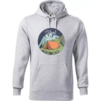 Pánská mikina Night Camp - Silent night - Mikina pánská Cape s kapucí - 5XL ( Světlešedý Melír )