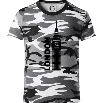 Chlapecké tričko London věž - Dětské maskáčové triko - 122 cm/6 let ( Šedý maskáč )