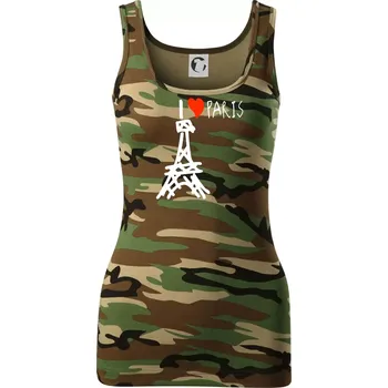 Dámské tričko I love Paris - Dámské Maskáčové tílko - M ( Hnědý maskáč )