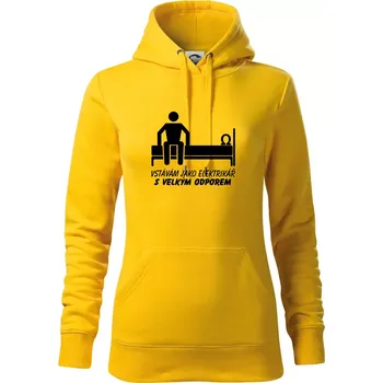 Dámská mikina Vstávám jako elektrikář s velkým odporem - Mikina dámská Cape s kapucí - XL ( Žlutá )