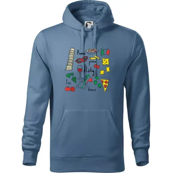 Pánská mikina Itálie symboly - Mikina pánská Cape s kapucí - 5XL ( Denim )