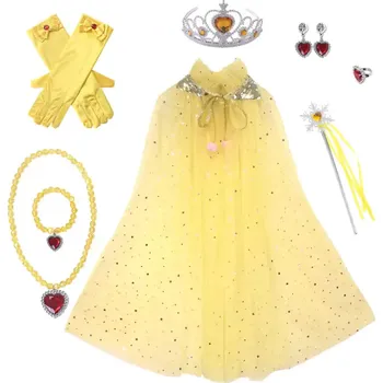 Karnevalový kostým Souprava Žlutá pelerína se šperky a rukavicemi OPBH2226 - SLEVA 3% s kodem radost25