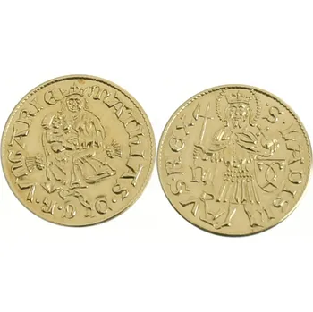 Mincovna Dukát Zlatý dukát Matyáše Korvína, replika uherské mince&nbsp;(leštěná mosaz, 20,2 mm)