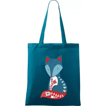 Folklor - liška samostatná - Taška bavlněná - 42 x 38 cm ( Petrolejová )