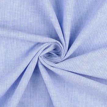 Len s bavlnou Světle modré pruhy (E) (Trendy oděvní materiály)