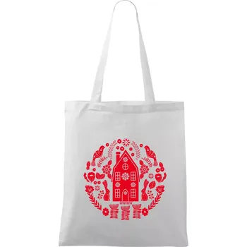 Domov se zajíci folklór - Taška bavlněná - 42 x 38 cm ( Bílá )