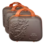 Hnědá sada 3 skořepinových kosmetických kufříků a zavazadel | 8–15 l