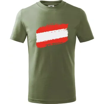 Rakousko vlajka - Tričko dětské bavlněné - 104-110cm / 3-4 roky ( Khaki )