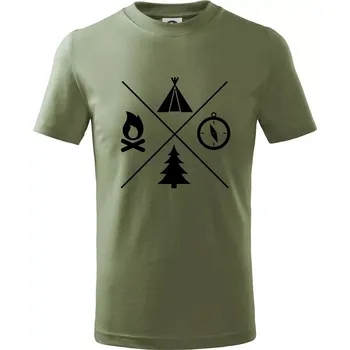 Kempování čtyřka - Tričko dětské bavlněné - 134 cm/8 let ( Khaki )