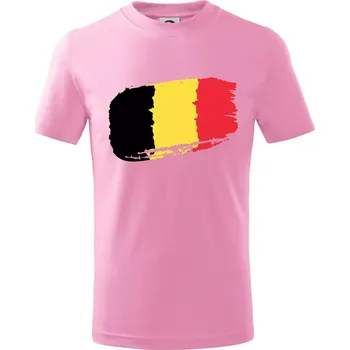 Belgie vlajka - Tričko dětské bavlněné - 158 cm/12 let ( Růžová )