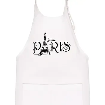 Kuchyňská zástěra Paris nápis Eiffelovka rovný - Dětská zástěra na vaření - Univerzální velikost ( Bílá )