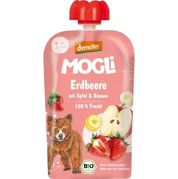 MOGLi BIO Jahodová kapsička s jablkem a banánem 100g