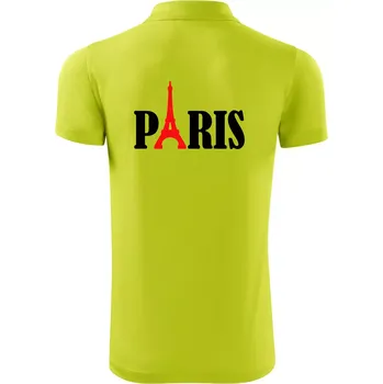 Pánská košile Paris nápis Eiffelova věž - Polokošile Victory sportovní (dresovina) - 2XL ( Limetková )