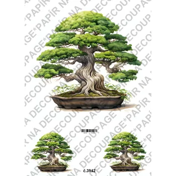 Umělecký papír Rýžový a soft papír na decoupage - Bonsaj - KB03942 Materiál: Soft, Rozměr: A4